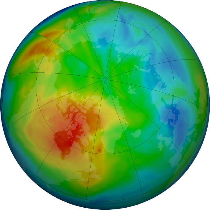 Arctic ozone map for 08 December 2019
